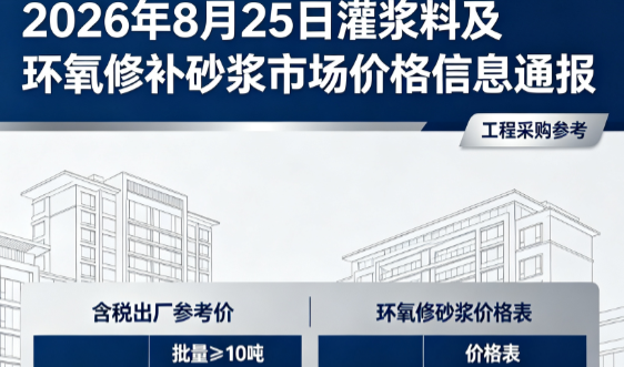 潮南2026年8月25日灌浆料及环氧修补砂浆市场价格信息通报